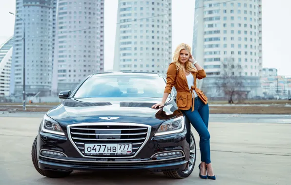 Авто, девушка, поза, фото, милая, улица, модель, джинсы