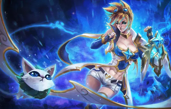 Взгляд, девушка, арт, очки, блондинка, ezreal, star guardian