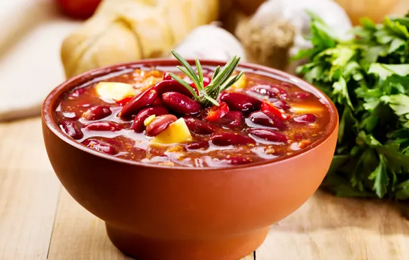 Суп, миска, фасоль, мексиканский