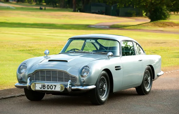 Серый, Aston Martin, классика, 1964, DB5, автомобиль Джеймса Бонда