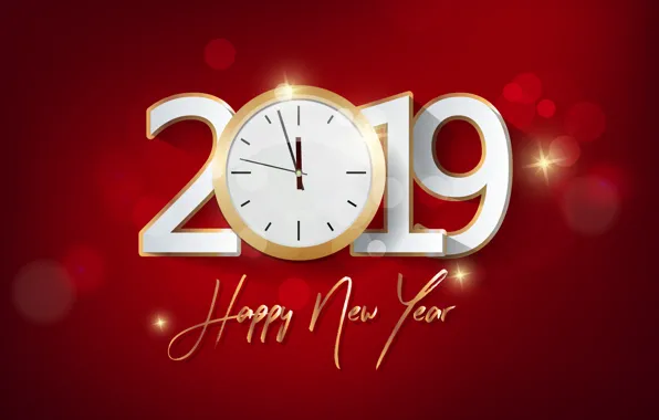 Фон, Новый Год, цифры, red, new year, background, Happy, 2019