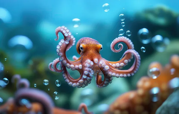 Underwater, octopus, marine, ecosystem