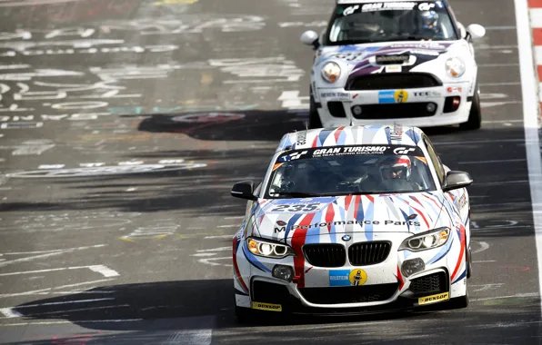 Картинка BMW, Тень, Фары, Race, MINI, 24H Nurburgring