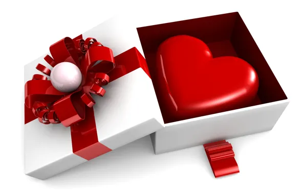 Подарок, сердце, love, box, heart, romantic, Valentine's day, gift