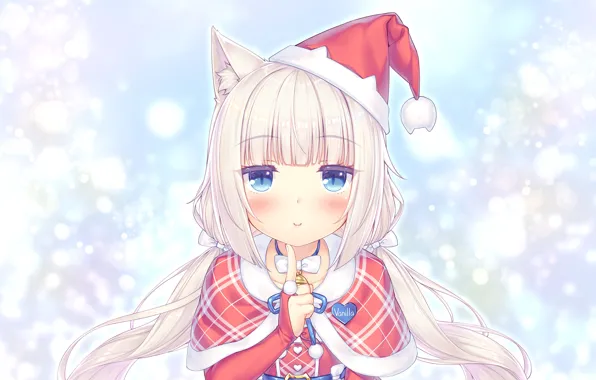 Кошка, девушка, снег, Рожество, Vanilla, Neko Paradise