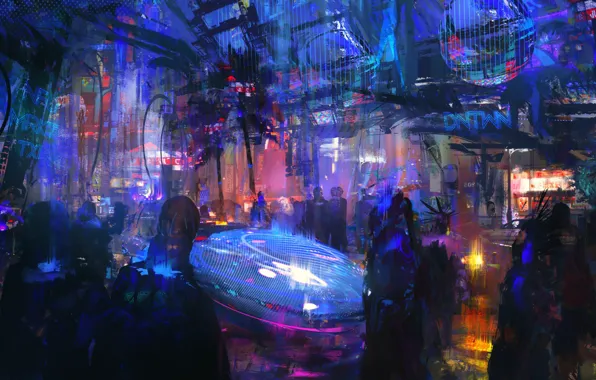 Art, Neon, Illustration, Characters, Science Fiction, Cyberpunk, Wadim Kashin, by Wadim Kashin