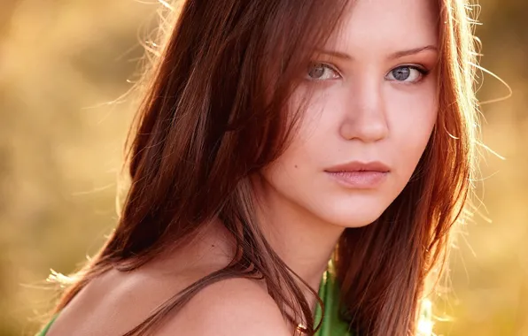 Brunette, Model, Green, Ariel, Girls, Pose, Met-Art, Ariel A