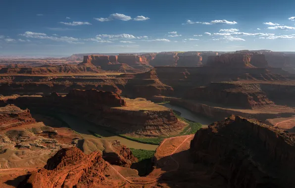 Картинка river, desert, landscape, nature, clouds, rocks, canyon, Utah