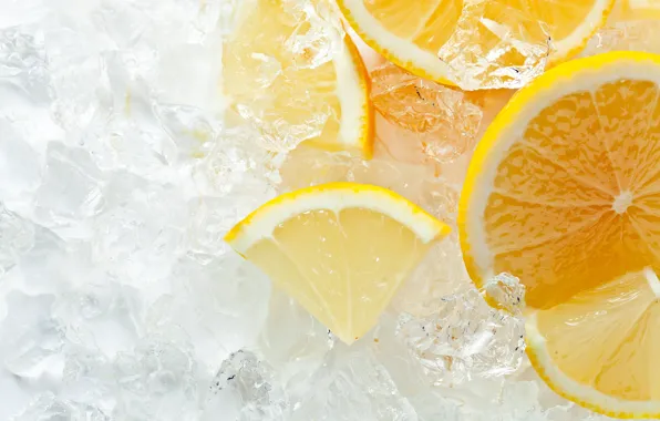Лед, лимон, апельсин, цитрус