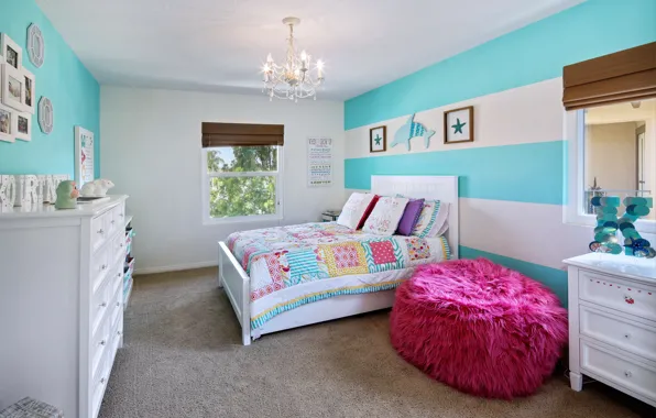 Дизайн, кровать, окно, люстра, шкаф, Design, спальня, Bedroom