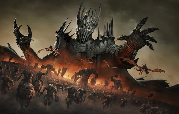 Fantasy, nazgul, army, troll, orcs, Lord of the Rings, Mordor, Sauron