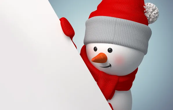 Рендеринг, новый год, снеговик, christmas, new year, cute, snowman, banner