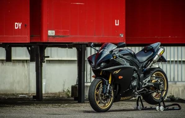 Картинка YZF-R1, Gold, Matte Black, Front view