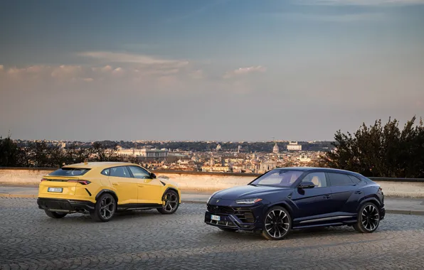 Вечер, Lamborghini, пара, Италия, 2018, кроссовер, Urus