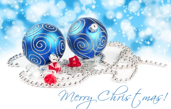 Праздник, игрушки, Рождество, Merry Christmas, синие шары