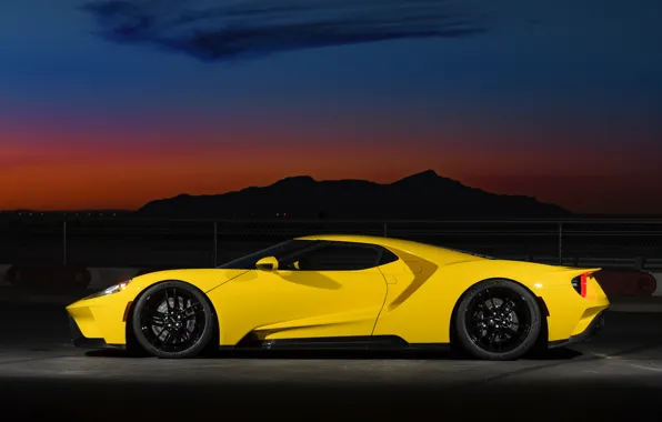 Ford, вечер, суперкар, Ford GT, вид сбоку, 2017