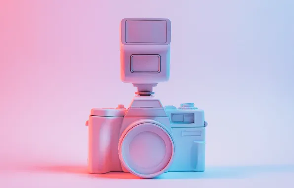 Фон, розовый, голубой, краска, камера, фотоапарат