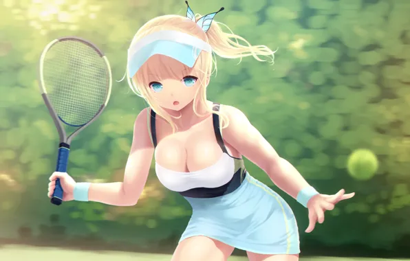 Картинка девушка, мяч, ракетка, anime, art, теннис, boku wa tomodachi ga sukunai, kashiwazaki sena