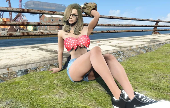 Девушка, Очки, Блондинка, Fallout 4