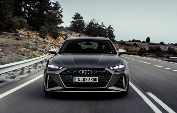 Картинка дорога, Audi, перед, универсал, RS 6, 2020, 2019, тёмно-серый