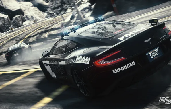 Картинка Дорога, Поворот, Занос, Need For Speed : Rivals, Cop, Aston Martin One-77