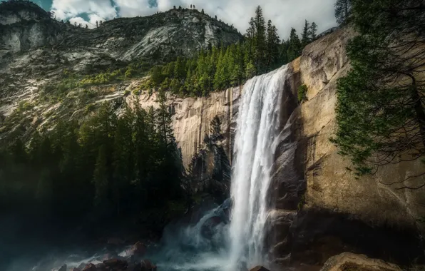 Картинка Yosemite, waterfall, Vernal Falls