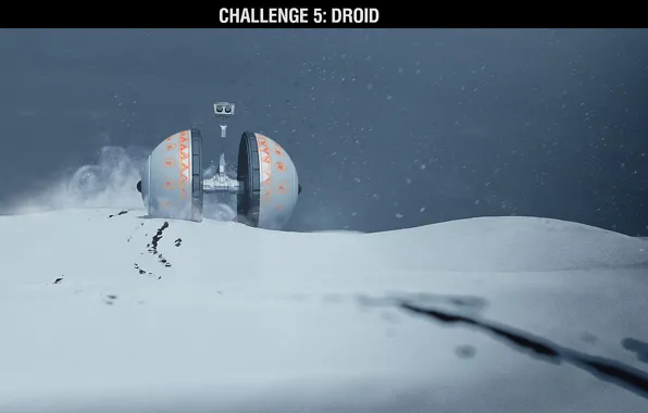 Снег, след, робот, challenge, droid