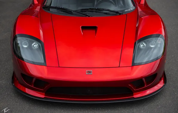 Красный, капот, спорткар, передок, Twin Turbo, Saleen S7, ручной сборки