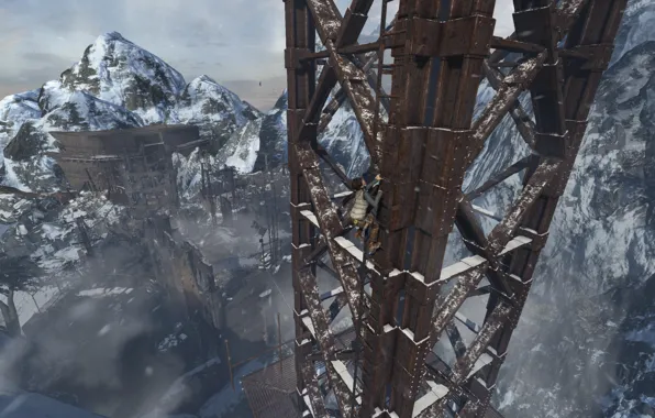 Картинка Lara Croft, Tomb Raider 2013, Climbing, Radio Tower, screenshots