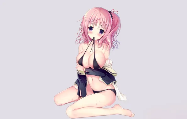 Girl, sexy, wet, cleavage, pink hair, long hair, legs, boobs