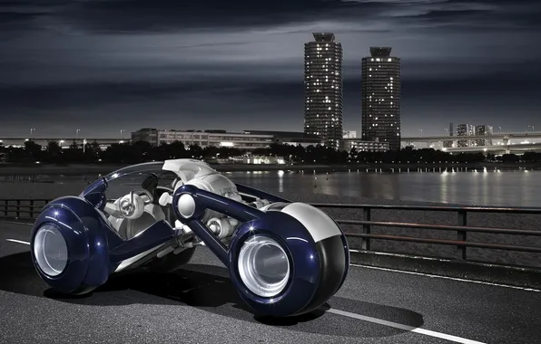 Картинка город, фантазия, мото, Peugeot RD Concept