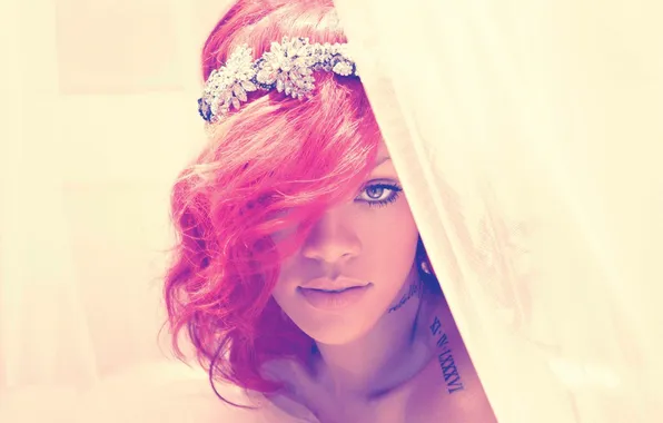 Глаз, татуировка, Rihanna, красные волосы