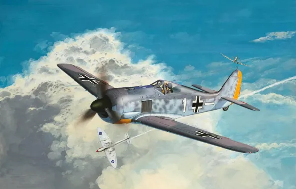 War, art, airplane, painting, ww2, aviaiton, Focke Wulf Fw 190A-8