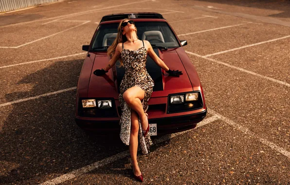 Картинка car, girl, dress, legs, woman, young, beautiful, blonde