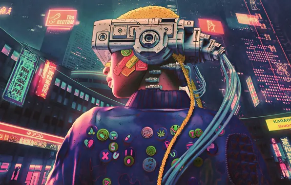 Реклама, style, значки, cyberpank, cyber girl, future art, девушка art