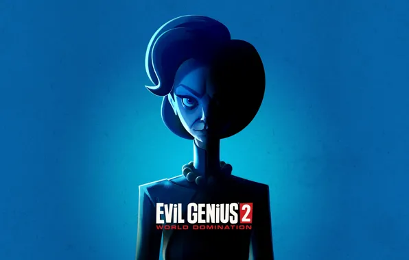 Злодей, girls, синий фон, games, Эмма, Evil Genius 2 World Domination