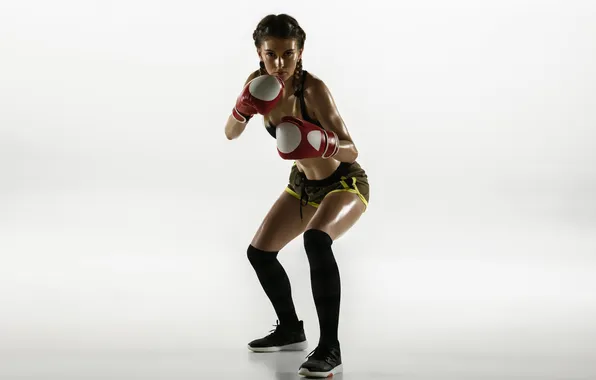 Woman, boxing, isolated, sportswear