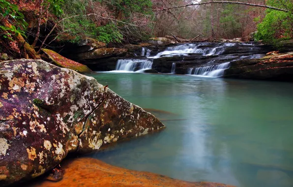 Природа, река, США, каскад, Кентукки, Daniel Boone National Forest