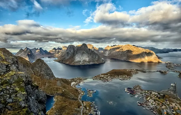 Море, горы, берег, Lofoten islands
