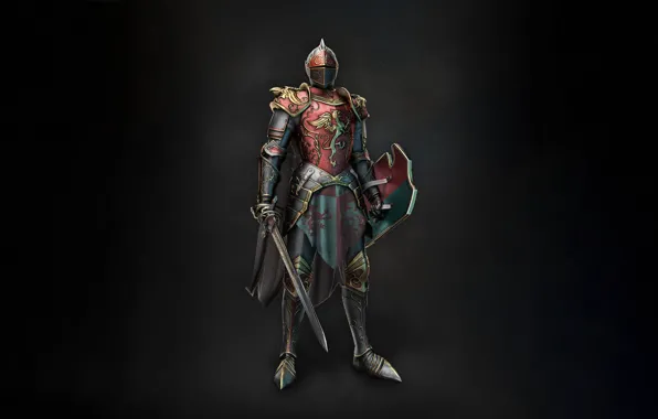 Минимализм, Доспехи, Меч, Воин, Warrior, Рыцарь, Щит, Knight