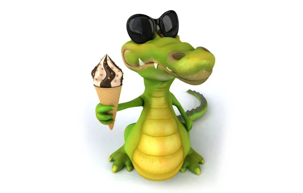 Картинка character, funny, ice cream, crocodile