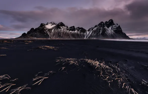 Горы, Исландия, мыс, Stokksnes, чёрный песок, Стокснес