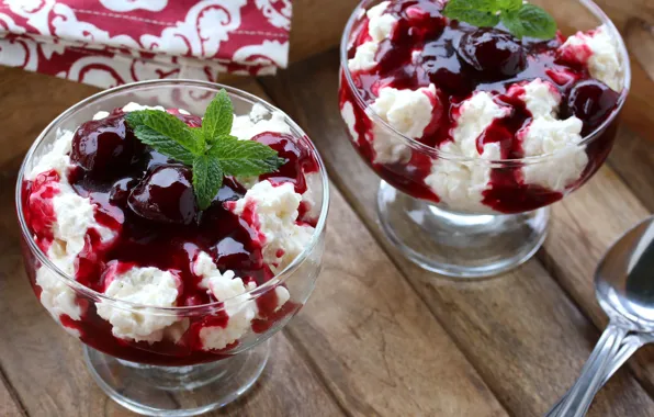 Вишня, десерт, сироп