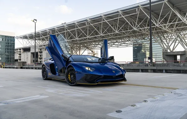 Картинка Lamborghini, Blue, Aventador, SV
