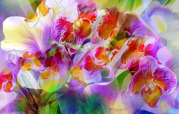 Линии, цветы, природа, краски, лепестки