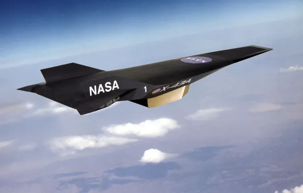 Картинка небо, черный, Nasa, наса, Самолёт, гиперзвуковой, беспилотный, X-43A
