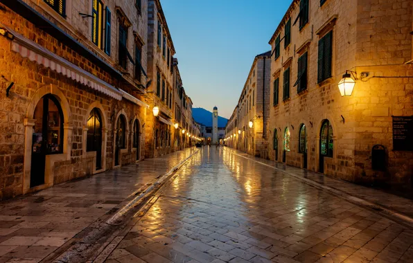 Картинка sunrise, Хорватия, Croatia, Дубровник, Dubrovnik, Stradun