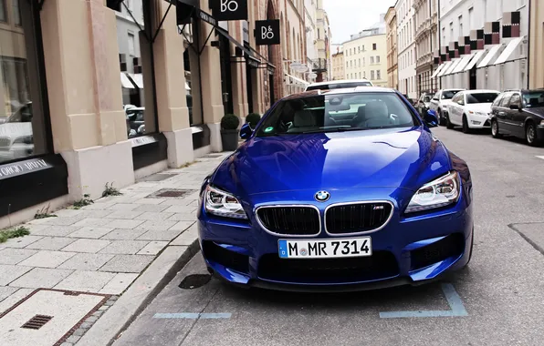 Картинка синий, город, бмв, купе, BMW, turbo, спорткар, sportcar