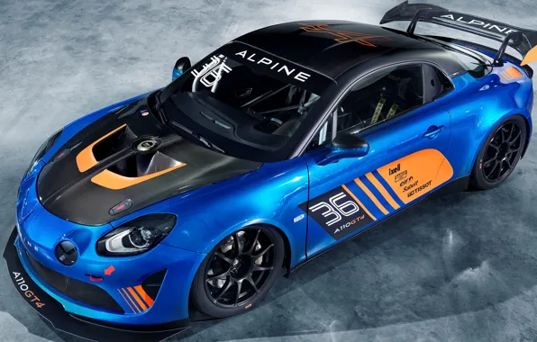 Гоночное авто, вид сбоку, 2018, Alpine, GT4, A110