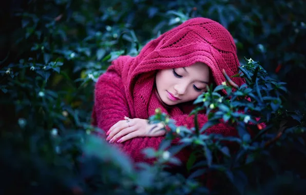 Девушка, фон, азиатка